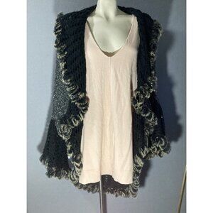 Felicity Cardigan Open Front Bell Sleeve Alpaca Trim One Size Fits Most